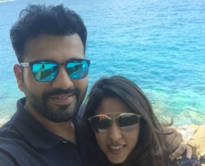 Rohit Sharma And His Wife, Ritika Sajdeh Posing For A Selfie At Larvotto Beach (1)