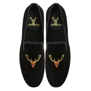 Bareskin-Black-Velvet-Slip-On-Shoes-With-Special-Deer-Head-Design-Embroidery