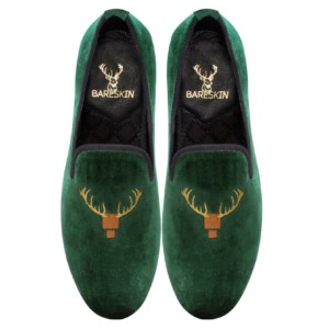 Bareskin-Green-Velvet-Slip-On-Shoes-With-Special-Deer-Head-Design-Embroidery