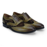 Brune-Olive-Burnished-Leather-With-Camouflage-Velvet-Full-Brogue-Wingtip-Shoes-Price-5999