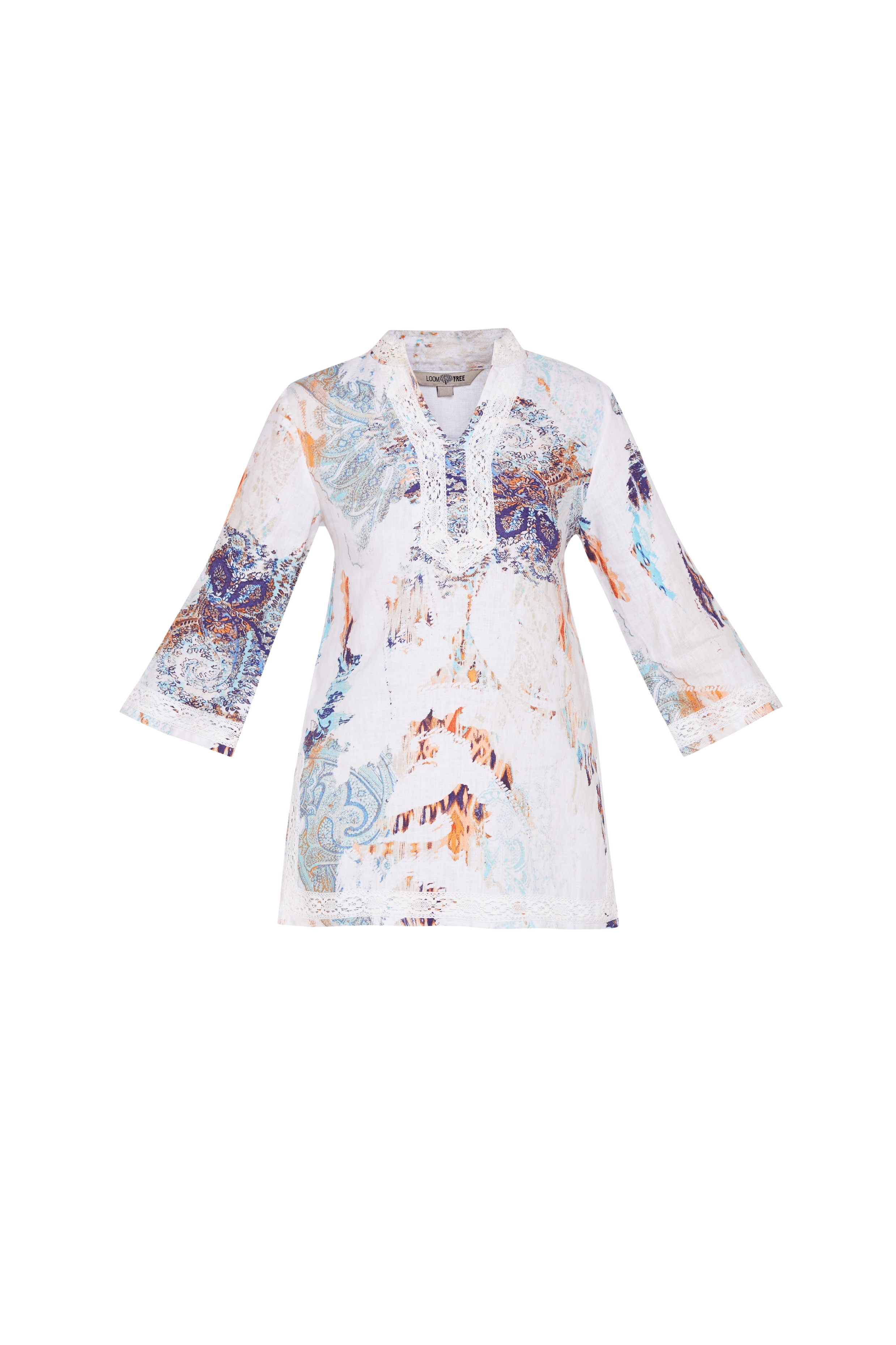 Loom Tree_Lace Trim Printed Linen  Tunic_MRP Rs. 1,999